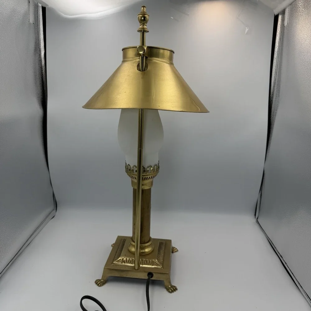 Vintage Paris/Istanbul Orient Express Brass Clawfoot Adjstble Shade Table Lamp